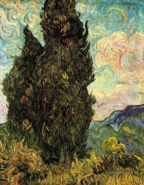 Zwei Zypressen Vincent van Gogh Ölgemälde